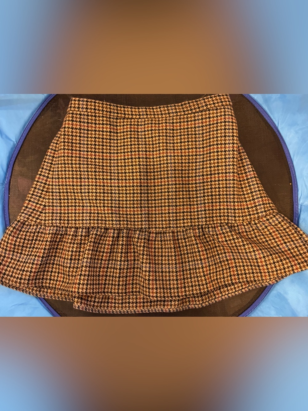 J. Crew Brown and Black Houndstooth Ruffle-Hem Skirt